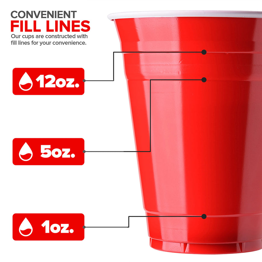 16 oz Red Plastic Cups (1000 Pack)