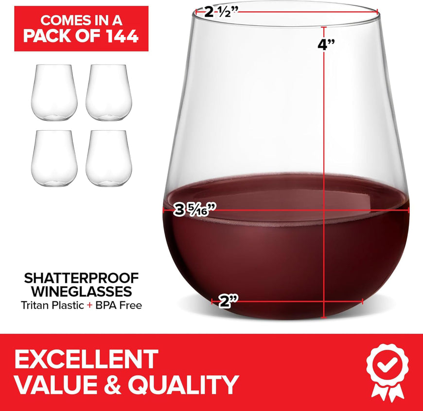Unbreakable Stemless Wine Glass - Set of 144