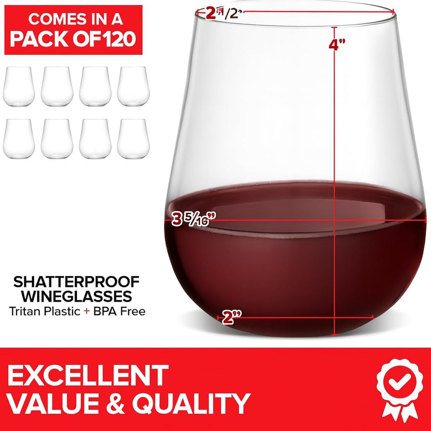 Unbreakable Stemless Wine Glass - Set of 120