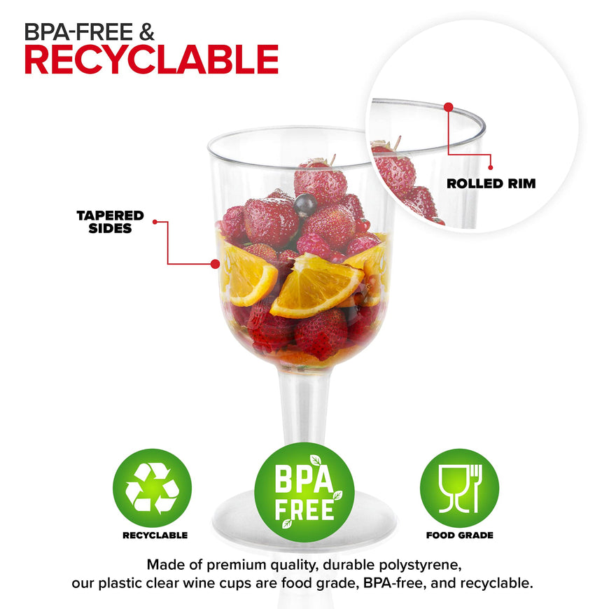 5 oz Plastic Stemmed Wine Glass (480 Pack)