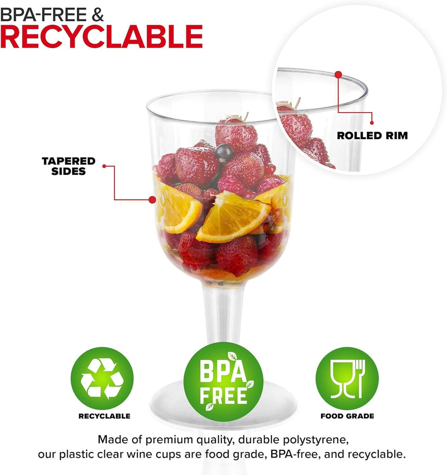 5 oz Plastic Stemmed Wine Glass (480 Pack)