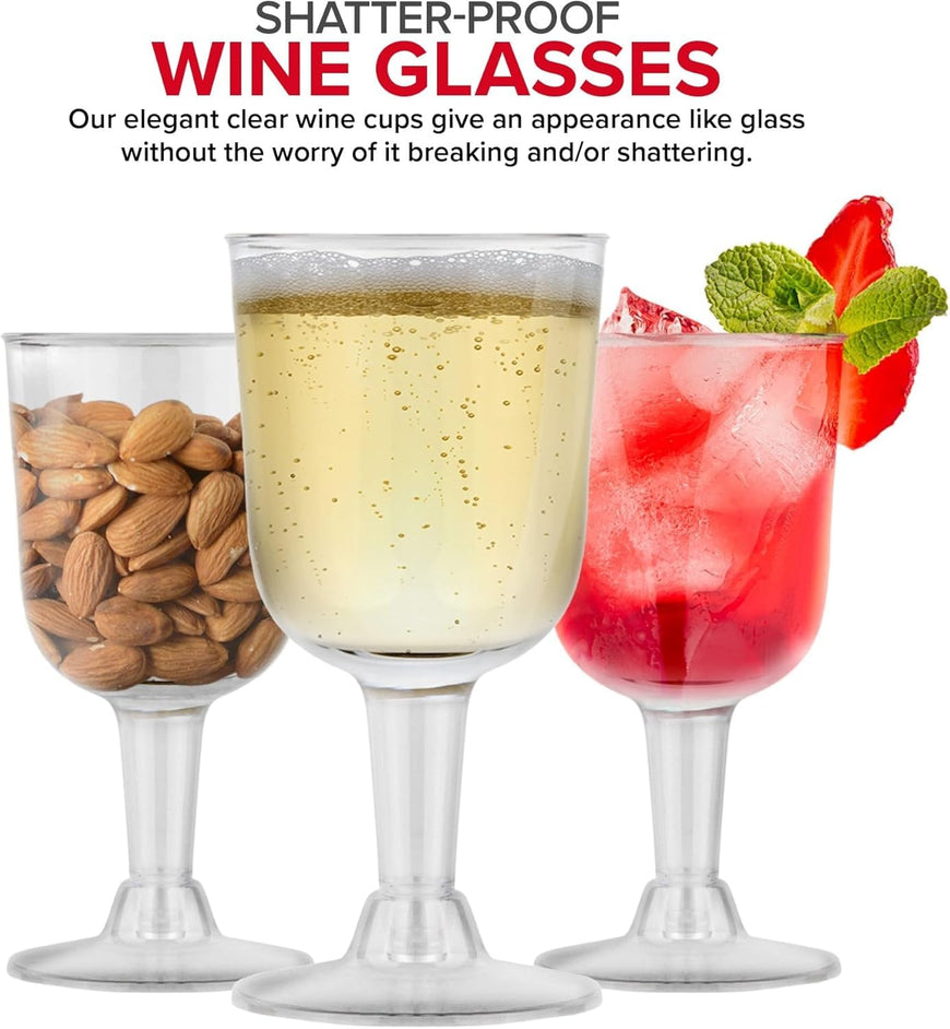 5 oz Plastic Stemmed Wine Glass (480 Pack)