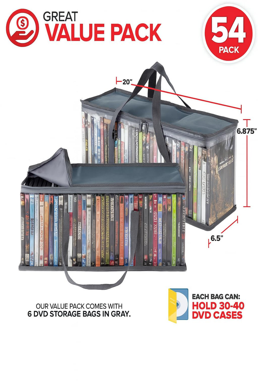 DVD Storage Bags - Gray (54 Pack)