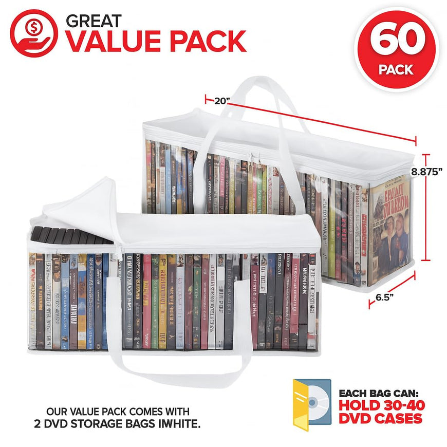 DVD Storage Bags - White (60 Pack)