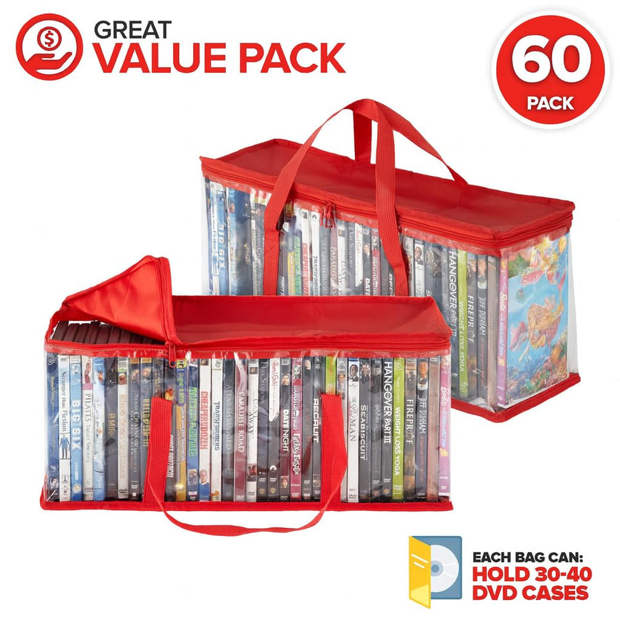 DVD Storage Bags - Red (60 Pack)