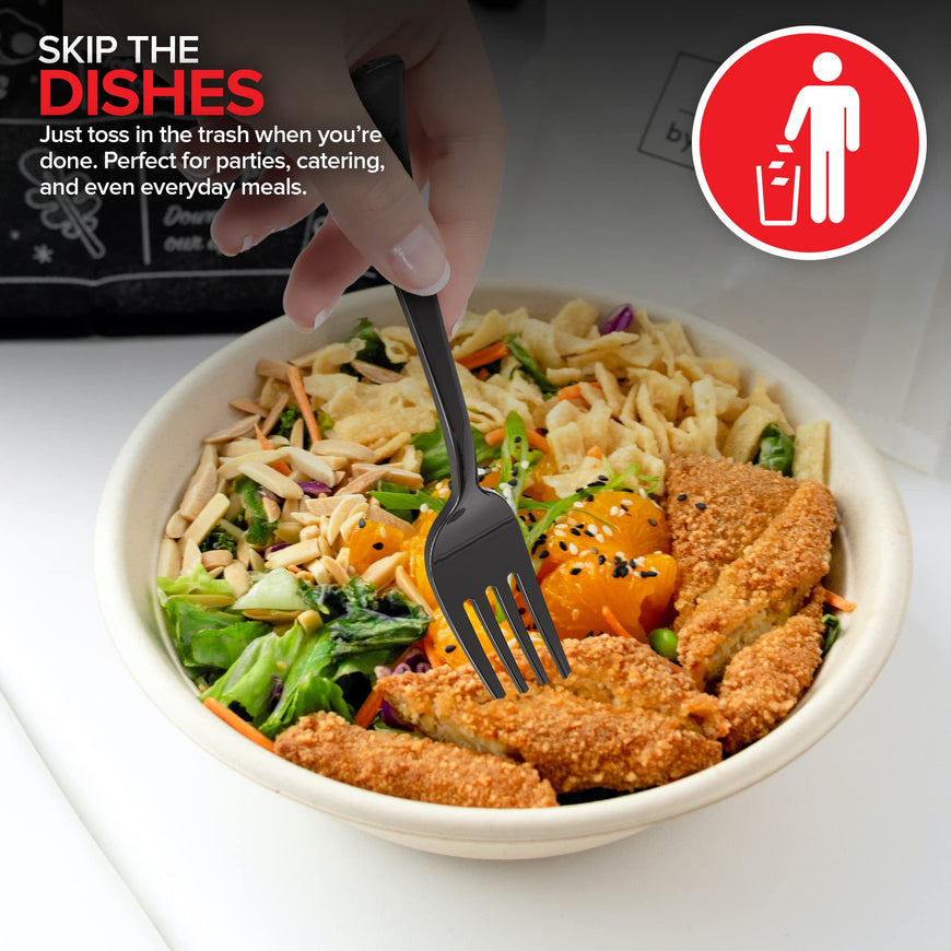 Heavyweight Plastic Forks - Black (1500 Pack)