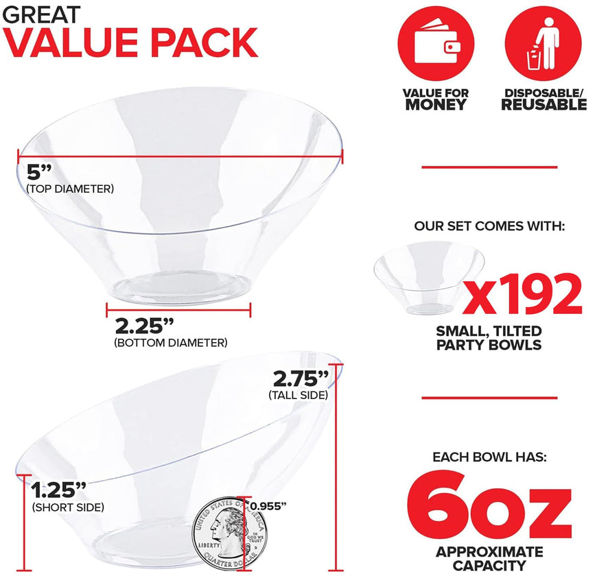 Angled Plastic Bowls - Small (192 Pack)