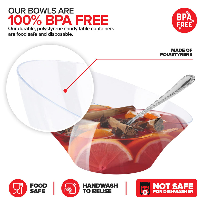 Angled Plastic Bowls - Large (48 Pack)