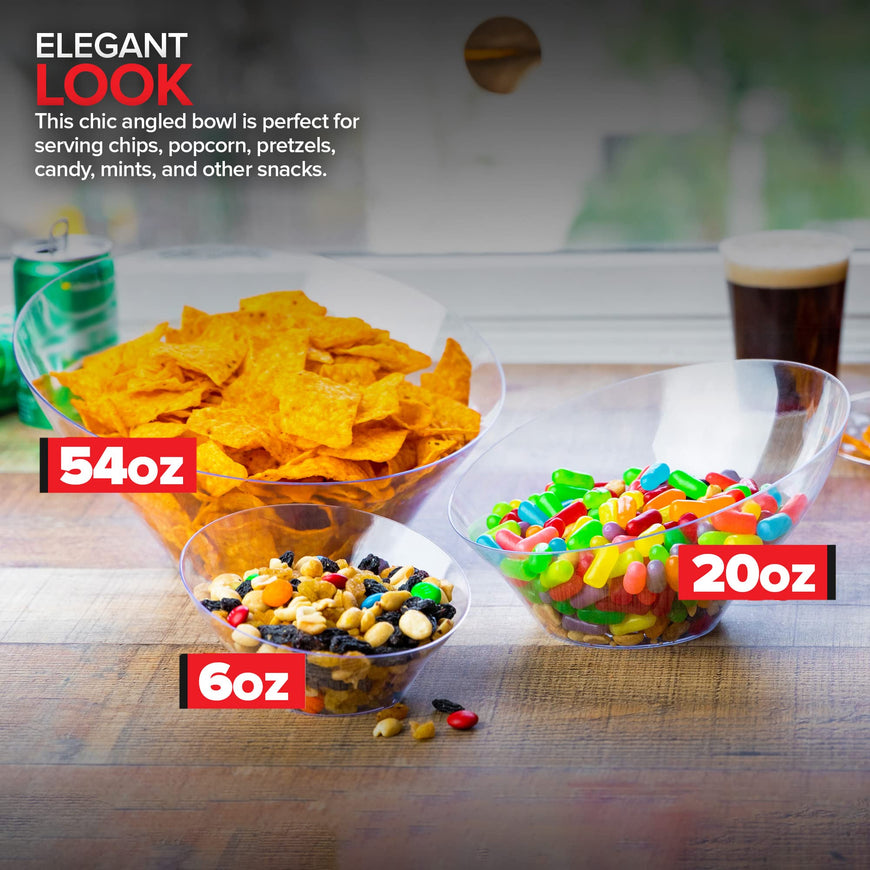 Angled Plastic Bowls - Large (48 Pack)