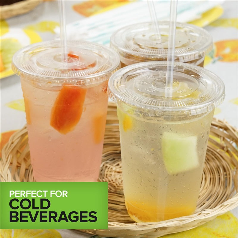 Stock Your Home 16 oz Clear Cold Cups with Lids and Straws 400 Pack Plastic Party Cups