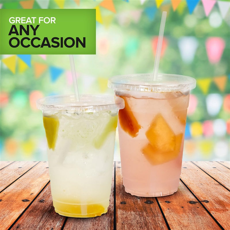 Stock Your Home 16 oz Clear Cold Cups with Lids and Straws 400 Pack Plastic Party Cups