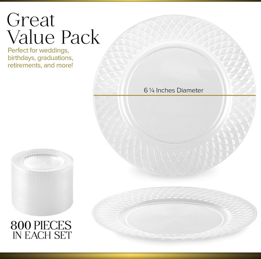 Hard Clear Plastic Plates - 6 Inch (800 Pack)