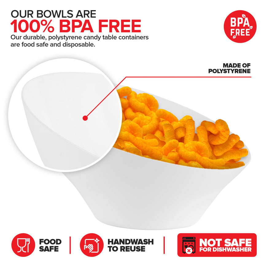 White Angled Bowls - Medium (96 Pack)
