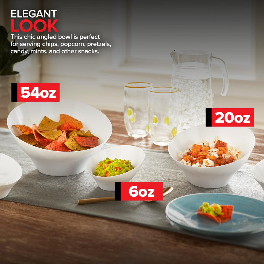 White Angled Bowls - Medium (96 Pack)