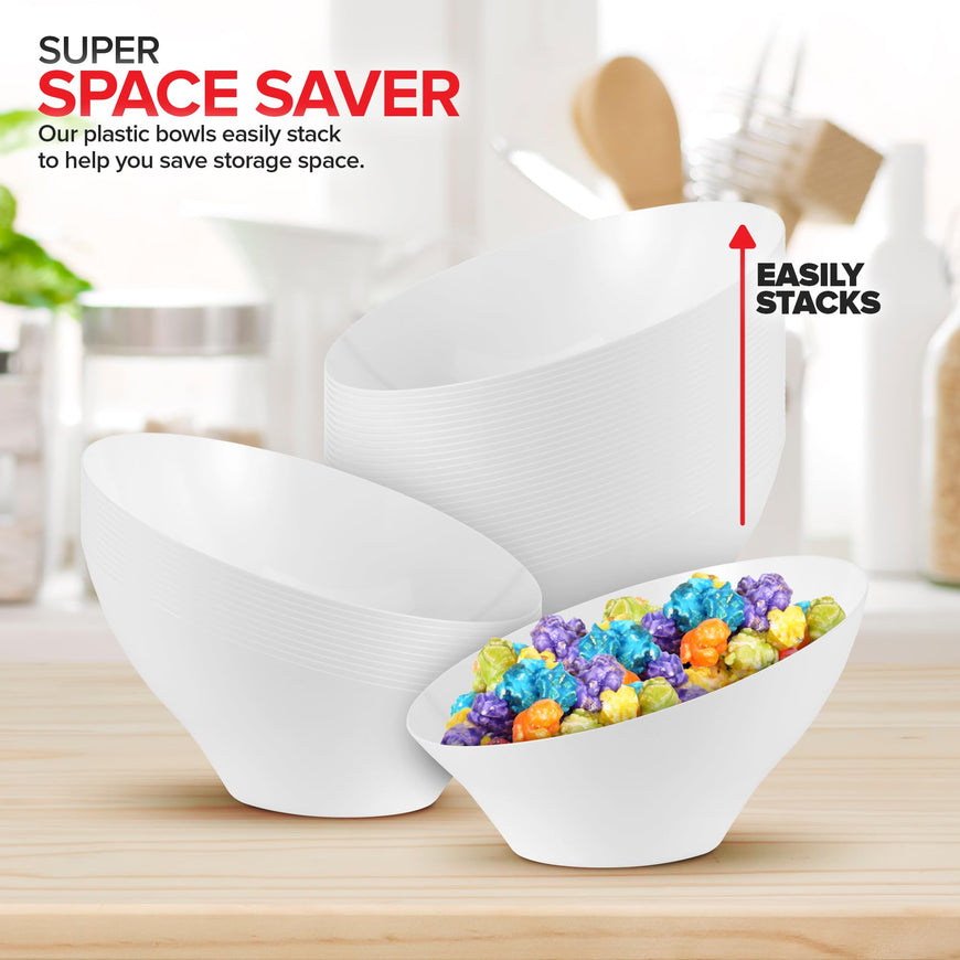 White Angled Bowls - Medium (96 Pack)