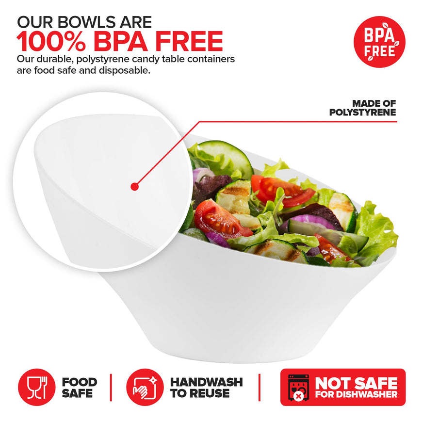 White Angled Bowls - Large (48 Pack)