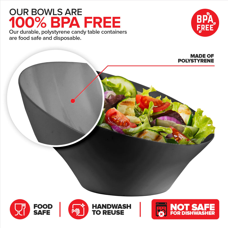 Black Angled Bowls - Large (48 Pack)
