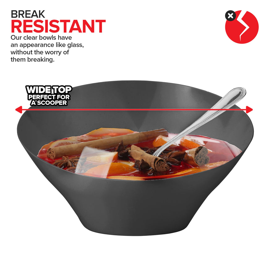 Black Angled Bowls - Large (48 Pack)