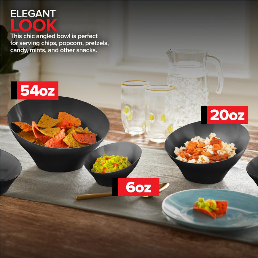 Black Angled Bowls - Large (48 Pack)