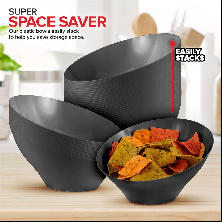 Black Angled Bowls - Large (48 Pack)