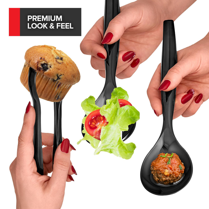 Black Disposable Serving Utensils 648 Pack
