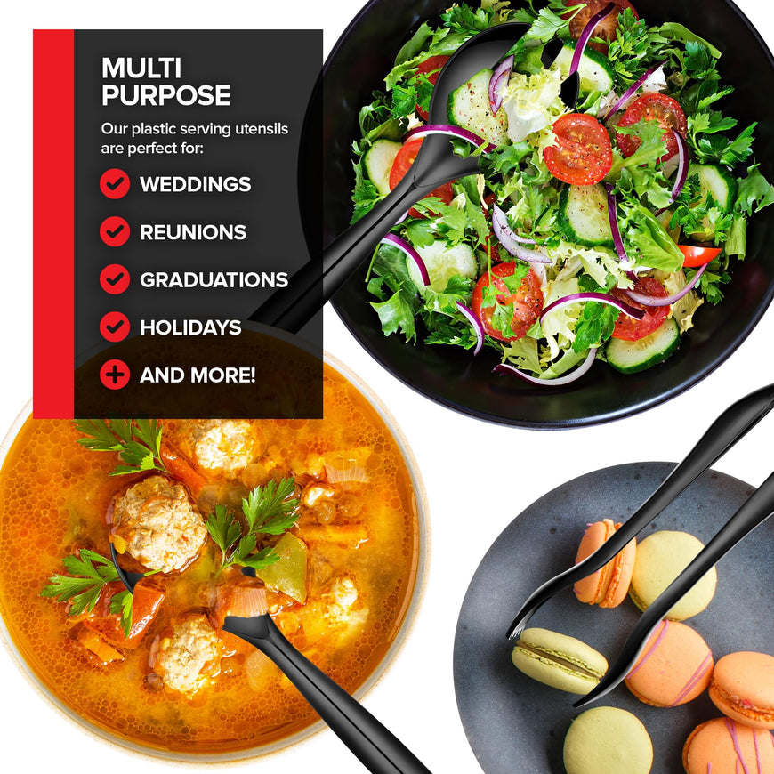 Black Disposable Serving Utensils 648 Pack