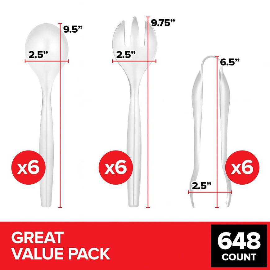 Clear Disposable Serving Utensils 648 Pack