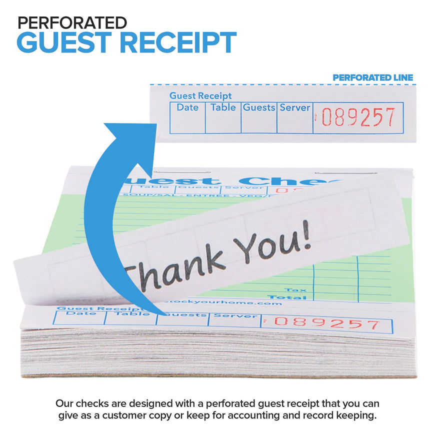 Guest Check Pad - Green (200 Pack)