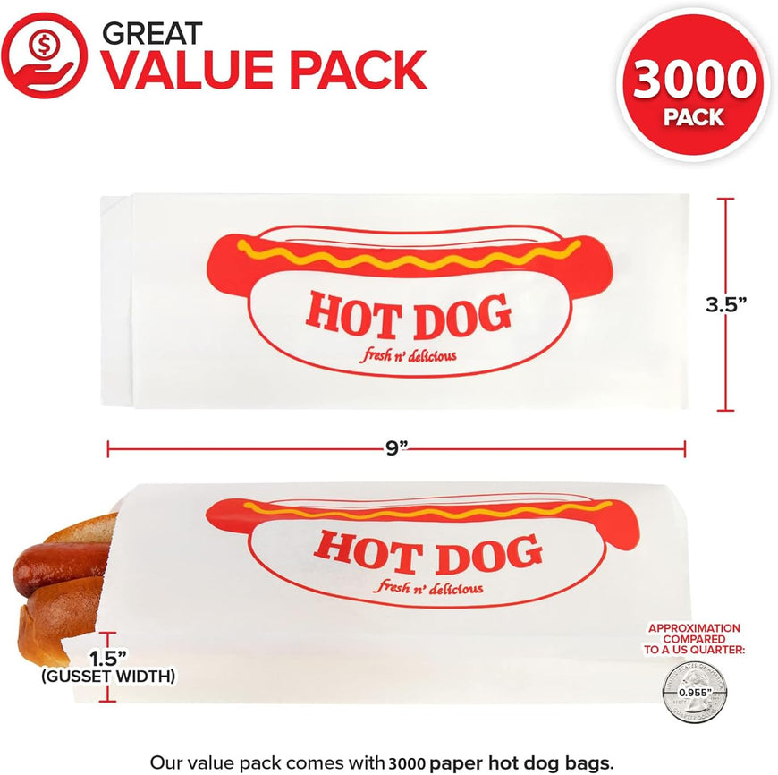 Hot Dog Bags - Paper (3000 Pack)