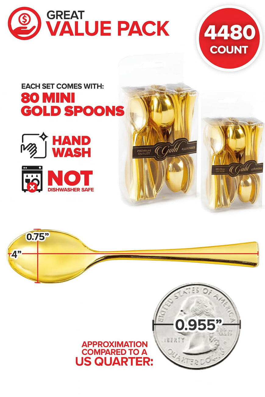 Plastic Mini Gold Spoons (4480 Pack)