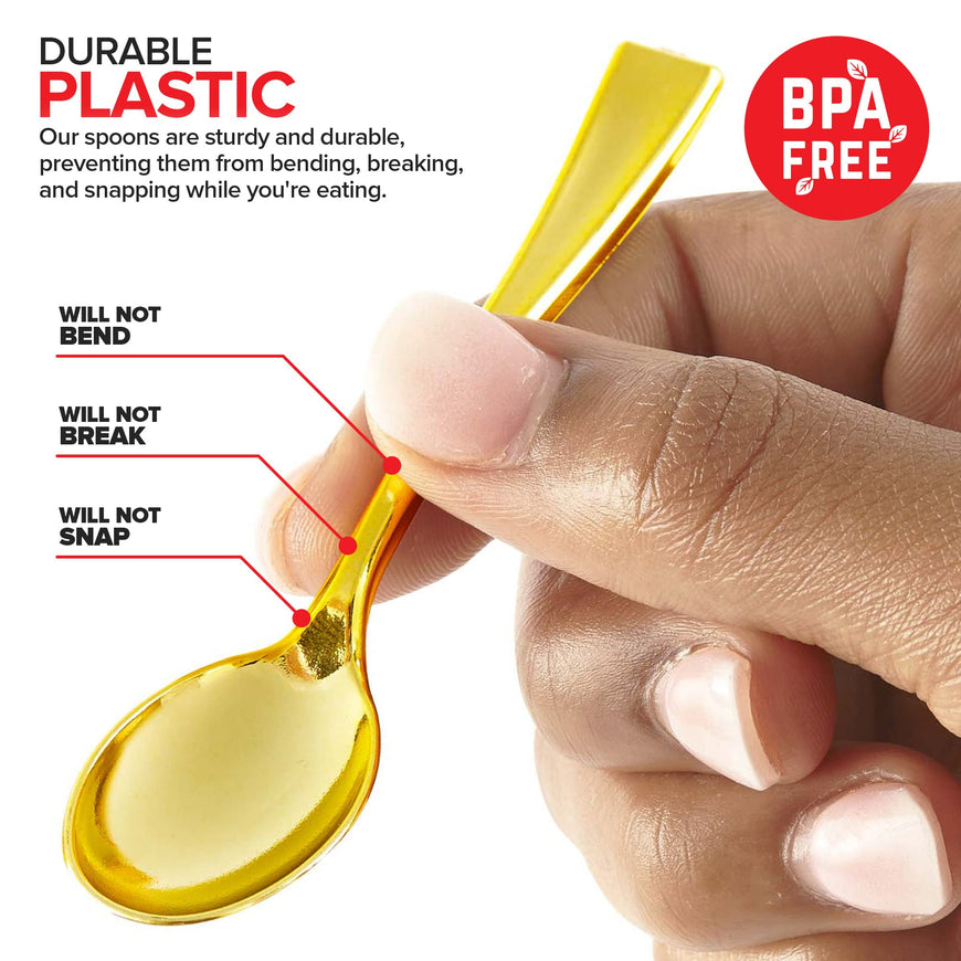 Plastic Mini Gold Spoons (4480 Pack)