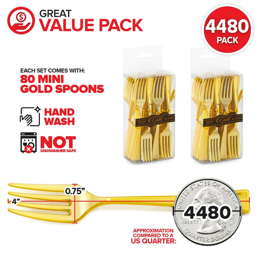 Plastic Mini Gold Forks (4480 Pack)