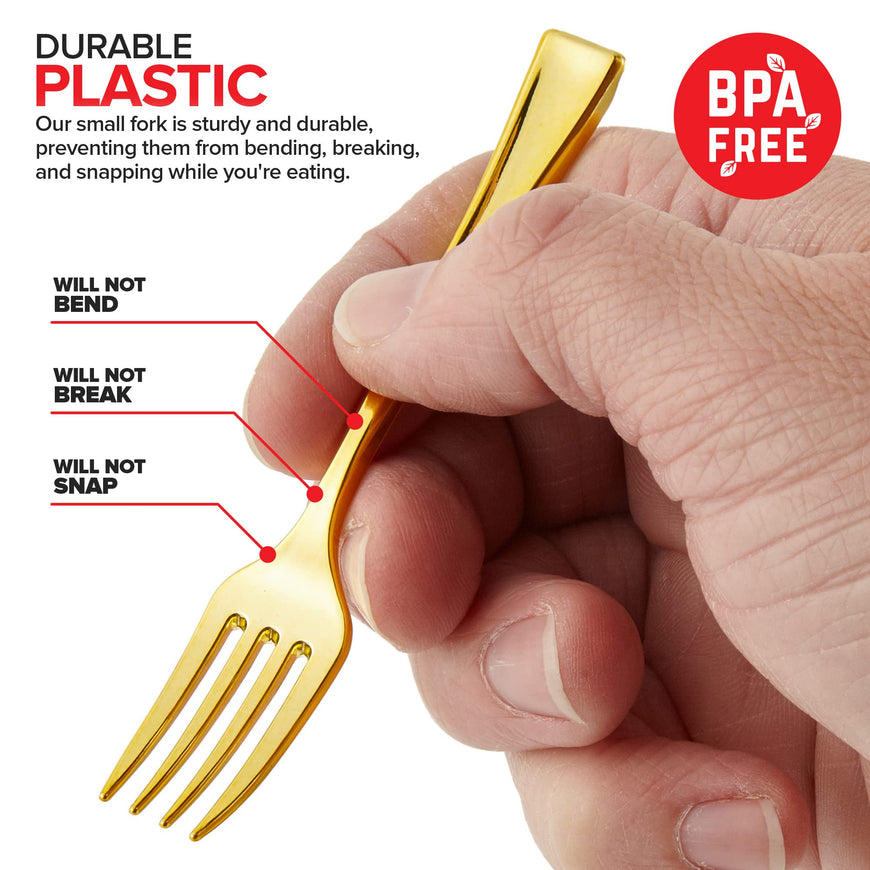 Plastic Mini Gold Forks (4480 Pack)