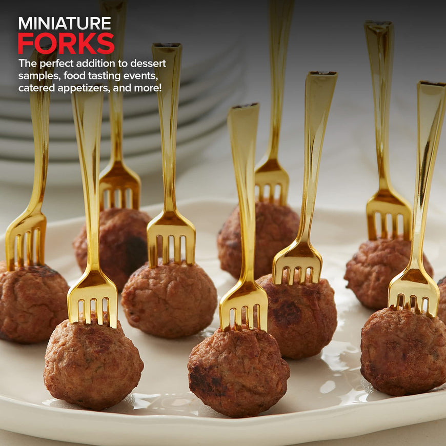 Plastic Mini Gold Forks (4480 Pack)