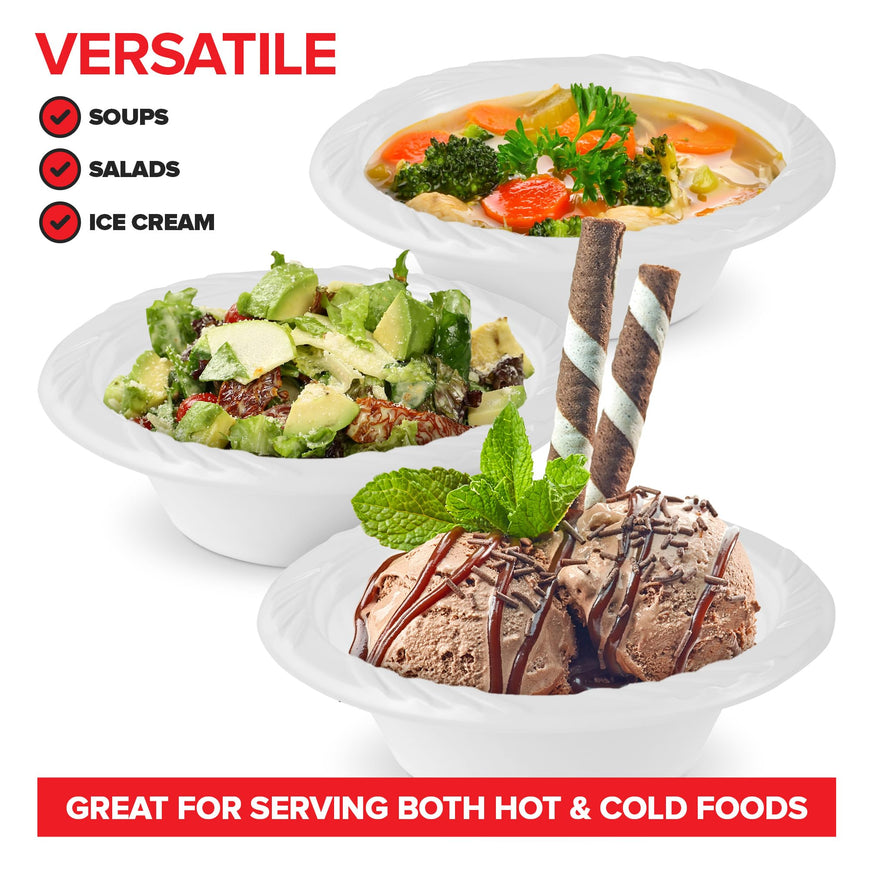 12 oz Disposable White Plastic Bowls (960 Pack)
