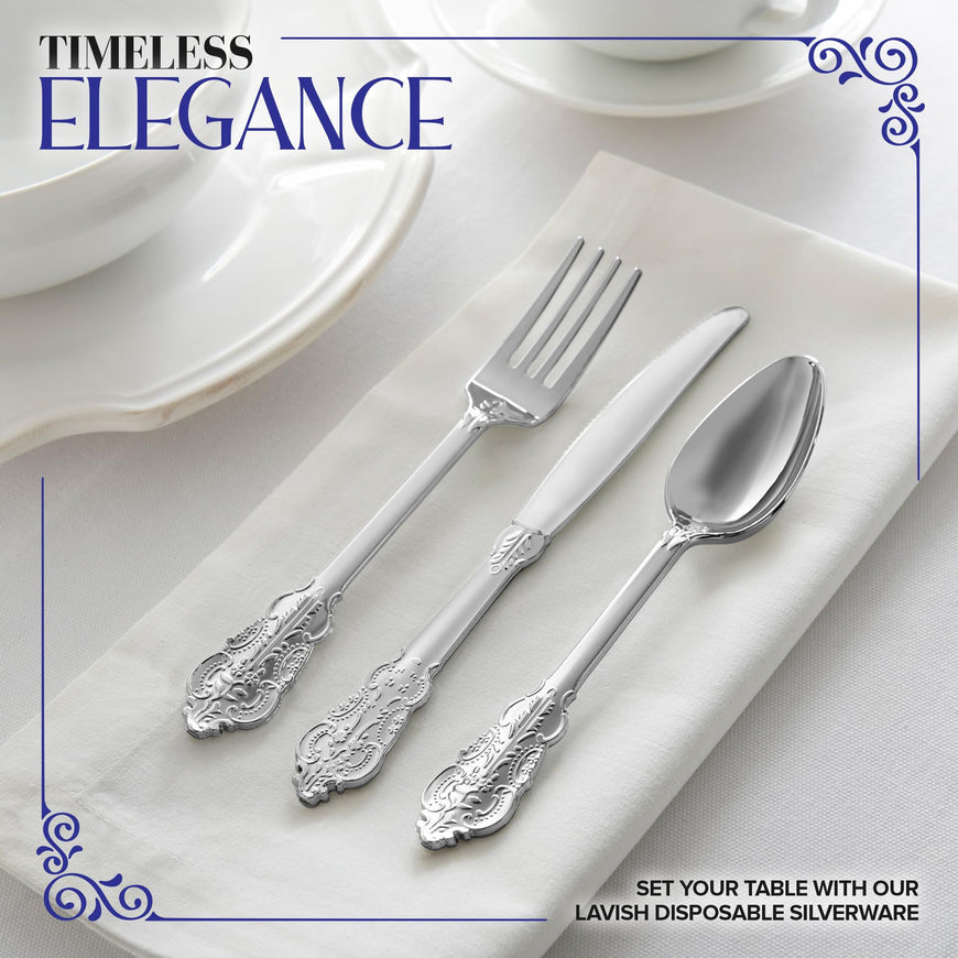 Silver Plastic French Vermeil Flatware (2400 Pack)