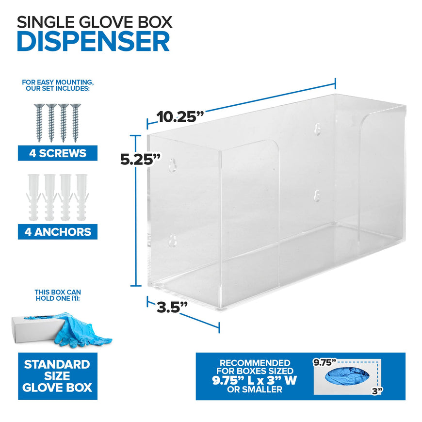 Acrylic Glove Box Dispenser - Single Stack 30 Pack