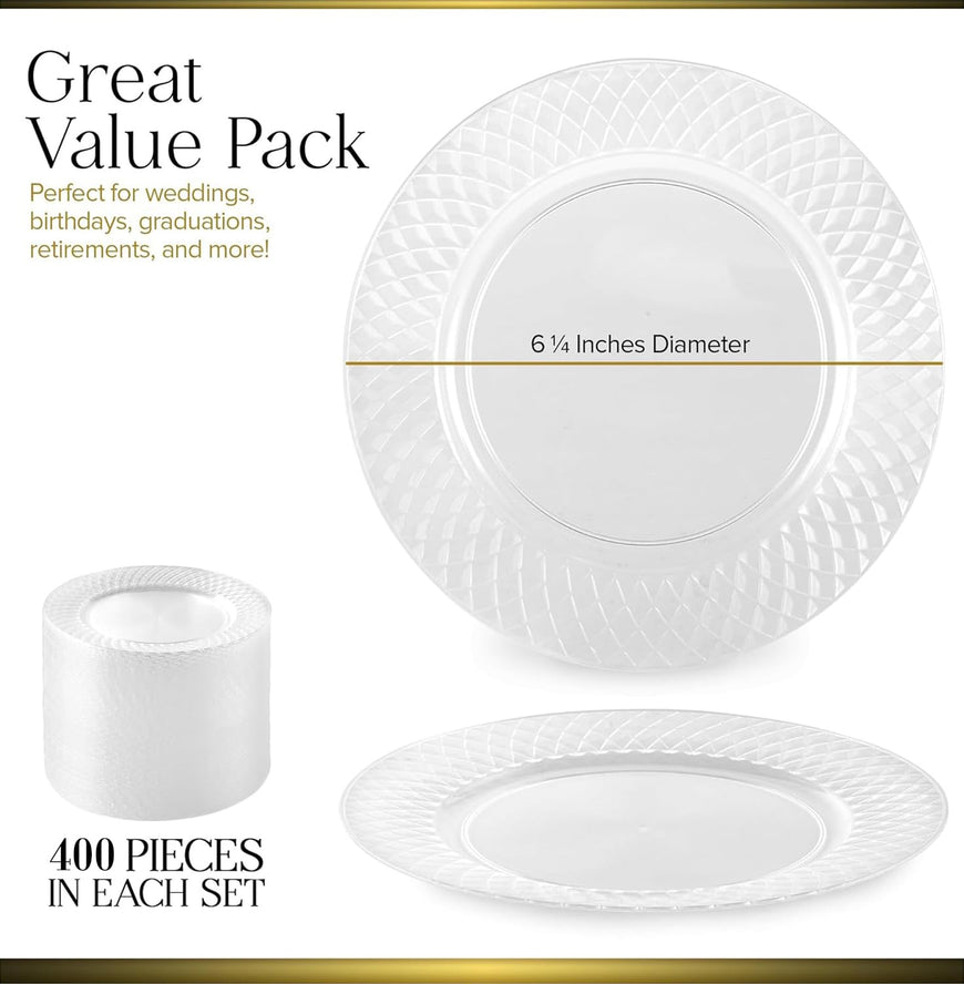 Hard Clear Plastic Plates - 6 Inch (400 Pack)
