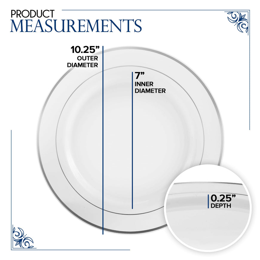 Plates w/ Rim Design - Silver - 10.25 Inch (400 Pack)
