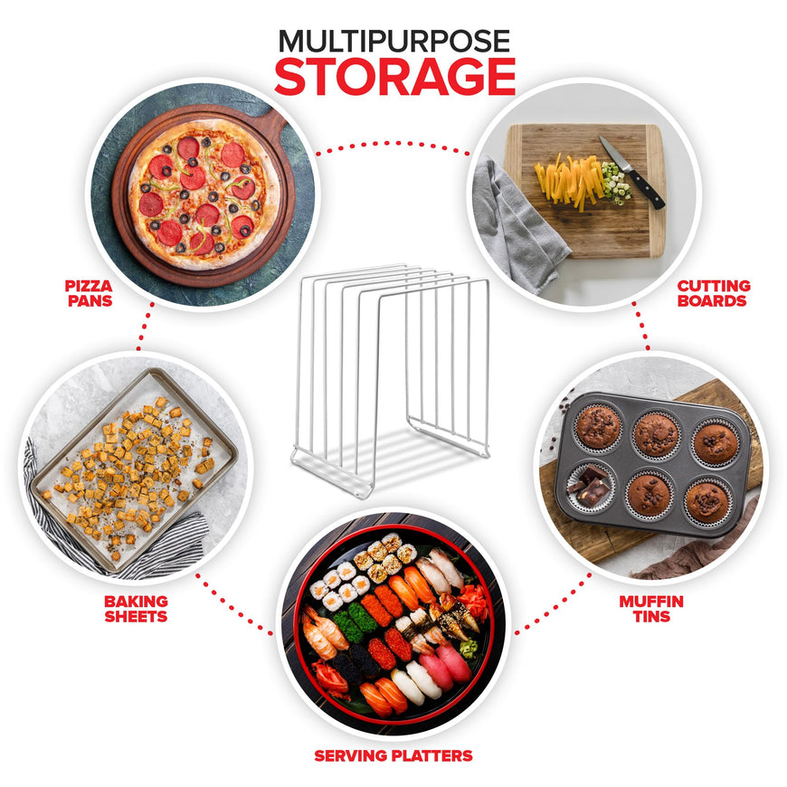 Extra Tall Cookie Sheet Kitchen Organizer 10 Slots - White - 8 Pack