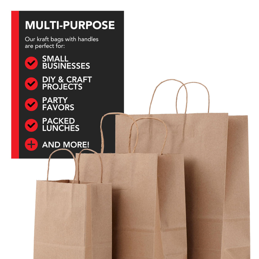 Brown Paper Bags with Handles 450 Pack