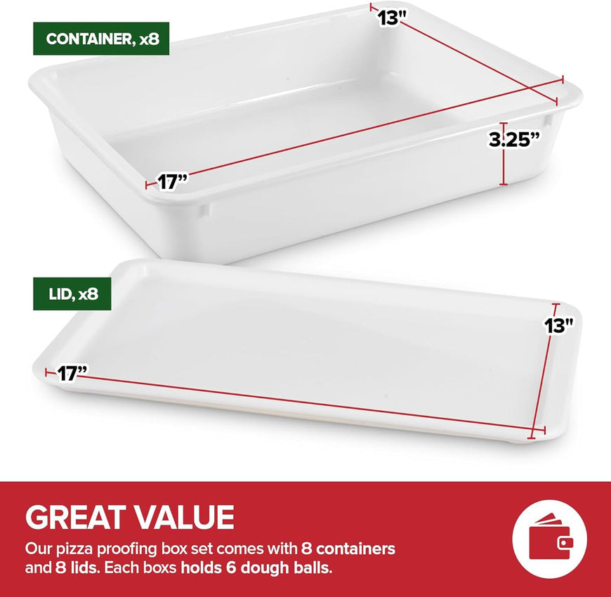 Pizza Dough Proofing Box and Cover (8 Pack)