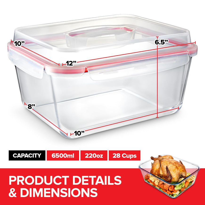 Glass Food Storage Container with Airtight Locking Lid 2 pack