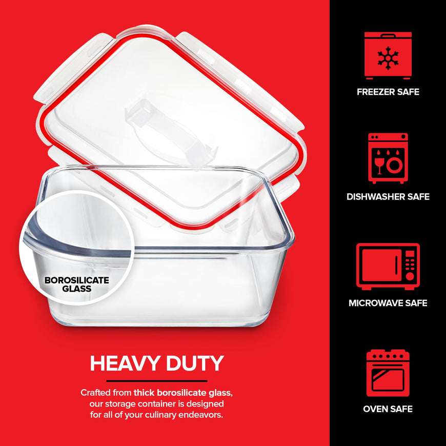 Glass Food Storage Container with Airtight Locking Lid 2 pack