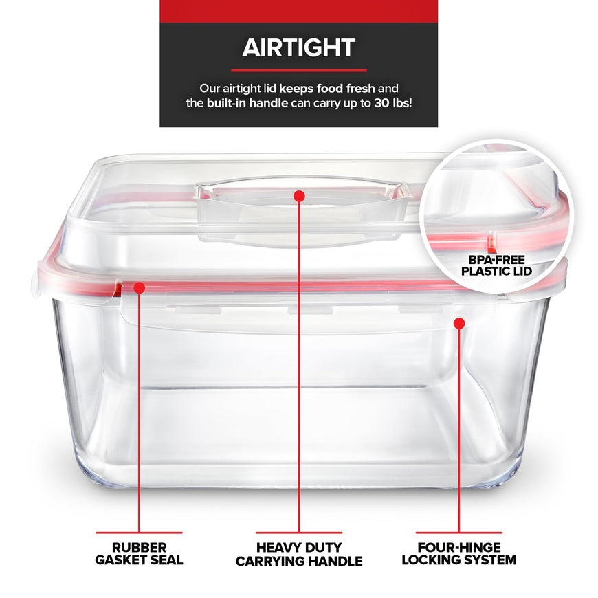 Glass Food Storage Container with Airtight Locking Lid 2 pack