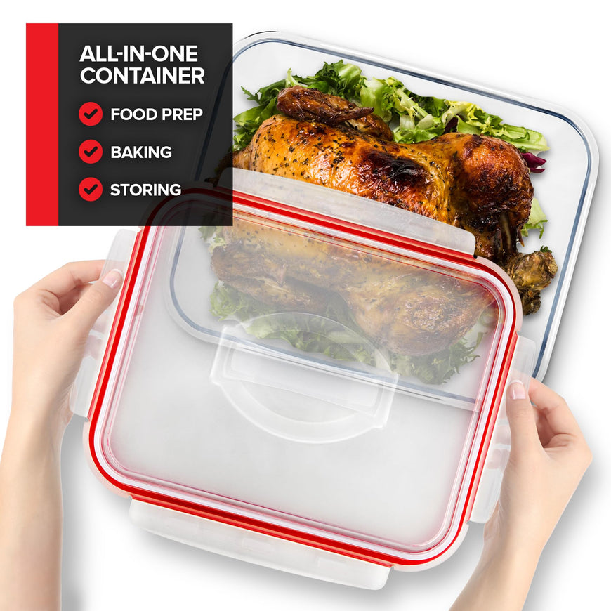 Glass Food Storage Container with Airtight Locking Lid 2 pack
