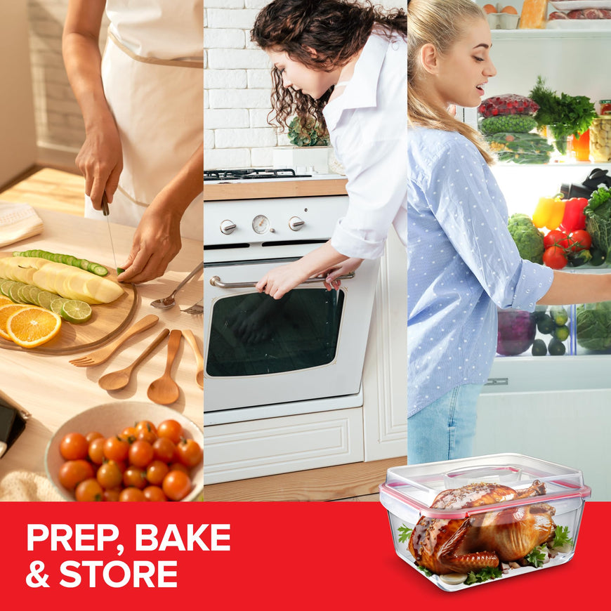 Glass Food Storage Container with Airtight Locking Lid 2 pack
