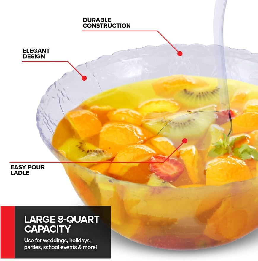 8qt Punch Bowl & Ladle 3 Count