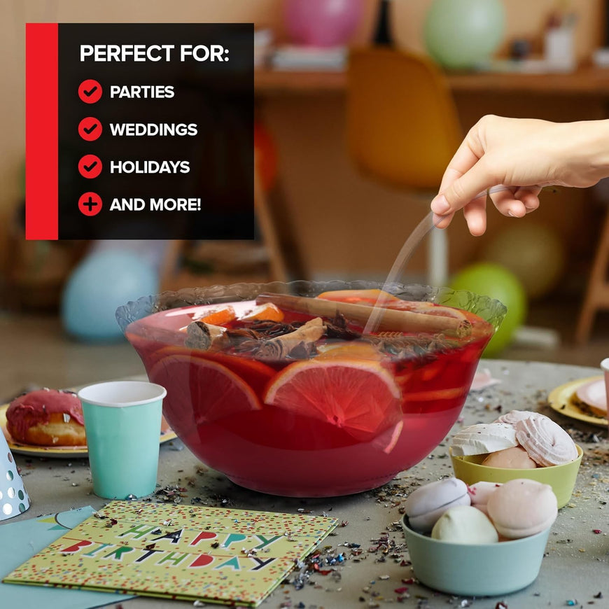 8qt Punch Bowl & Ladle 3 Count