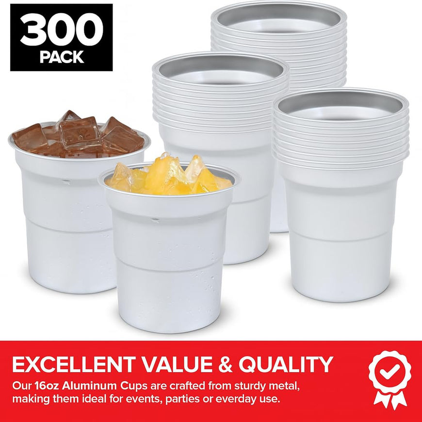 Aluminum Cups 16oz (300 Pack)